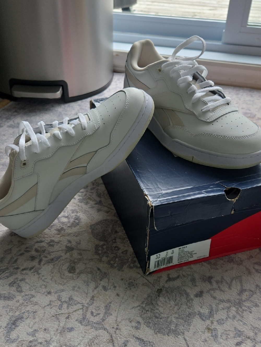Reebok Men's White and Cream Low-Top Sneakers with Subtle Beige Accents